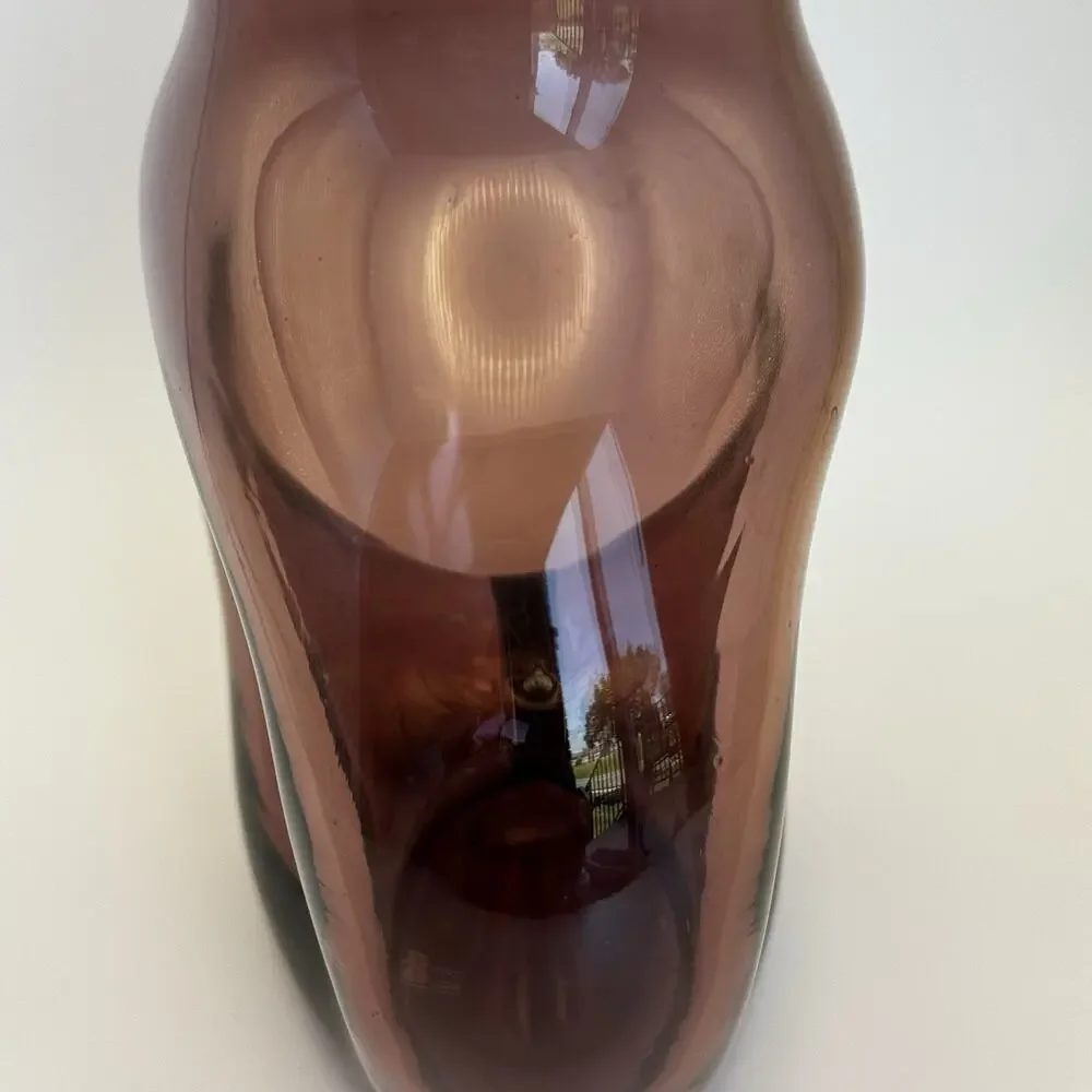 La Mailloche Quebec Purple Blown Art Glass Pinched Vase or Decanter Signed‎ 6